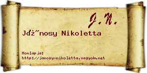 Jánosy Nikoletta névjegykártya